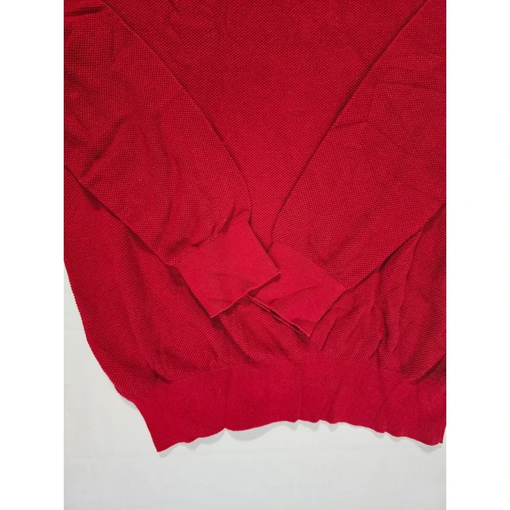 Polo Ralph Lauren Mens Red Pima Cotton Textured Crewneck Sweater Large L